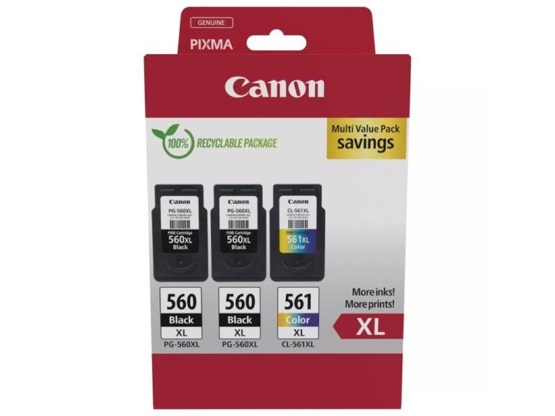 Cartucho de Tinta Original Canon PG-560XL + CL-561XL Multipack Alta Capacidad/ 2x Negro/ Tricolor