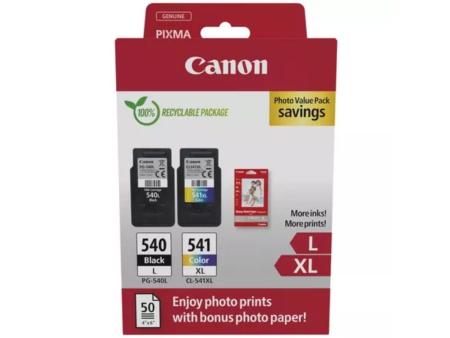 Cartucho de Tinta Original Canon PG-540L + CL-541 XL Multipack Alta Capacidad/ Negro/ Tricolor + Papel Fotográfico