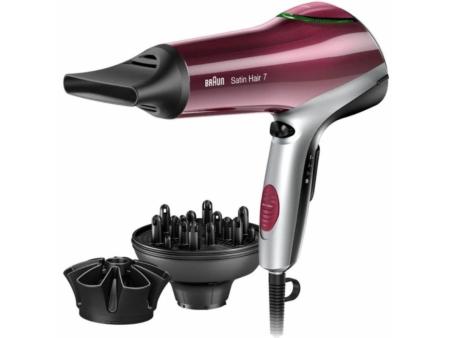 Secador Braun Satin Hair 7 HD770E/ 2200W/ Iónico/ Rojo y Plata