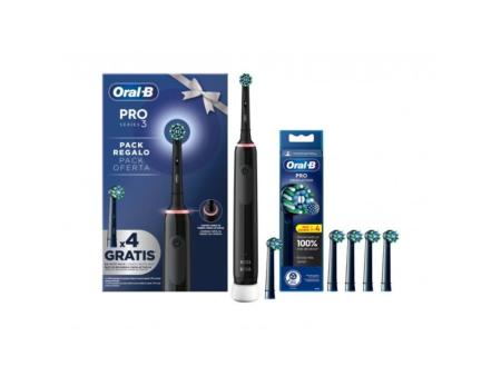 Cepillo Dental Braun Oral-B Pro 3/ Incluye 4 Cabezales/ Negro