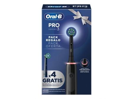 Cepillo Dental Braun Oral-B Pro 3/ Incluye 4 Cabezales/ Negro