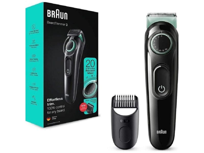 Cortabarbas Braun Beardtrimmer Series 3000 BT3323/ con Batería/ 1 Accesorio