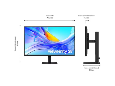 Monitor Profesional Samsung ViewFinity S8 S80UD S32D800UAU 32'/ 4K/ Regulable en altura/ Negro