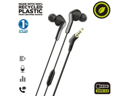 Auriculares Intrauditivos Muvit For Change MCHPH0004/ con Micrófono/ Jack 3.5/ Negros