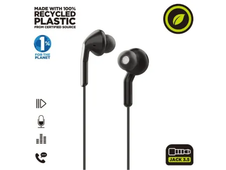Auriculares Intrauditivos Muvit For Change MCHPH0004/ con Micrófono/ Jack 3.5/ Negros