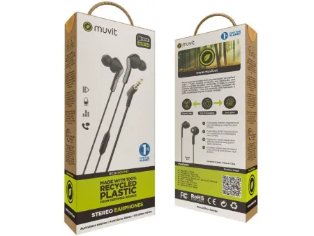 Auriculares Intrauditivos Muvit For Change MCHPH0004/ con Micrófono/ Jack 3.5/ Negros