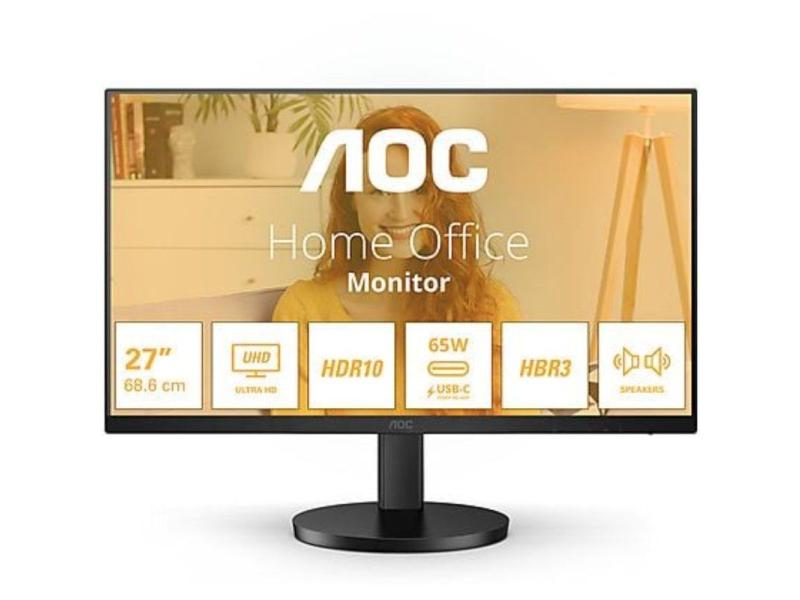 Monitor Profesional AOC U27B3CF 27'/ 4K/ Multimedia/ Regulable en altura/ Negro