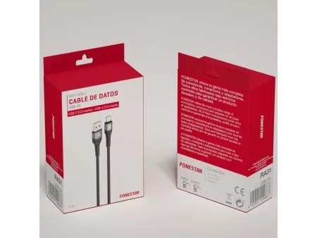 Cable USB 2.0 Tipo-C Fonestar USB-CA/ USB Tipo-C Macho - USB Macho/ 480Mbps/ 1m/ Negro