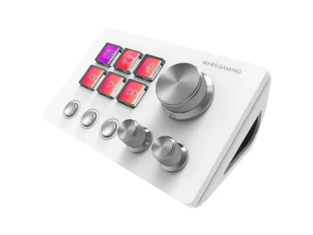 Control Deck Mars Gaming MSD-TWO/ 6 Teclas LCD/ 3 Ruedas/ 3 Botones/ Blanco