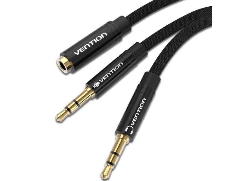 Cable Estéreo Vention BBLBF/ 2x Jack 3.5 Macho - Jack 3.5 Hembra/ 1m/ Negro