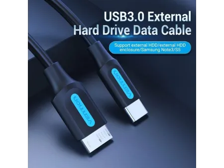 Cable USB 3.0 Vention CQABF/ microUSB Macho - USB Tipo-C Macho/ 5Gbps/ 1m/ Negro