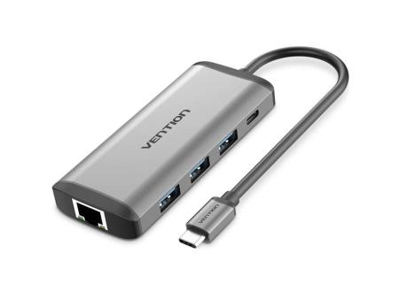 Docking USB Tipo-C Vention CNDHB/ 1xHDMI/ 3xUSB/ 1xUSB Tipo-C PD/ 1xRJ45/ 1xLector tarjetas/ Gris