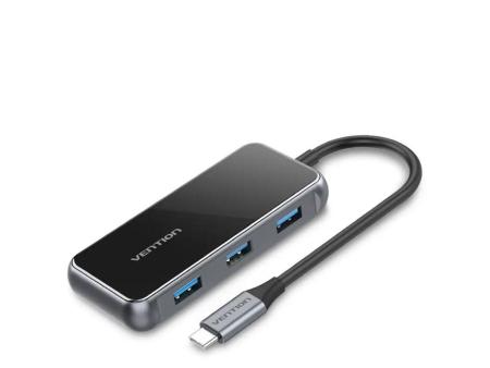 Docking USB Tipo-C Vention TFFHB/ 1xHDMI 4K/ 3xUSB/ 1xRJ45/ 1xUSB Tipo-C PD/ Gris