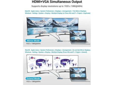 Docking USB Tipo-C Vention TFGHB/ 1xVGA/ 1xHDMI/ 4xUSB/ 1xUSB Tipo-C PD/ 1xRJ45/ 1xLector Tarjetas SD/ Gris