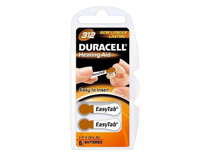 Pack 6 Pilas para Audífono Duracell DA312/ 1.6V