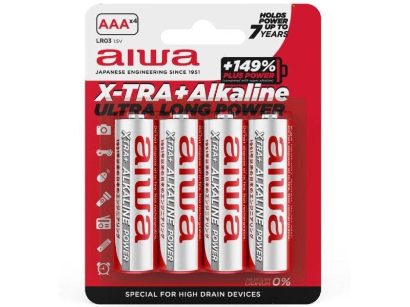 Pack de 4 Pilas AAA Aiwa X-TRA+Alcaline LR03/ 1.5V/ Alcalinas