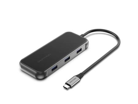 Docking USB Tipo-C Vention TFKHB/ 1xHDMI 4K/ 3xUSB/ 1xRJ45/ 1xVGA/ 1xUSB Tipo-C PD/ Gris