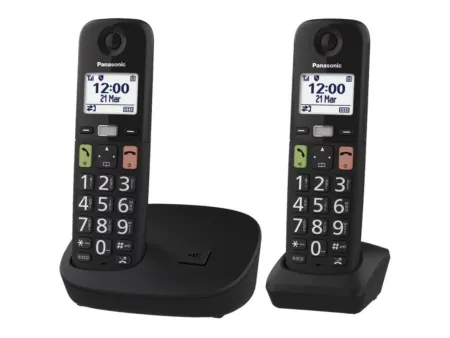 Teléfono Inalámbrico Panasonic KX-TGU112EXB/ Pack DUO/ Negro