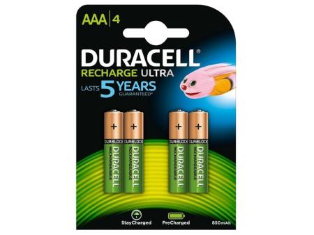 Pack de 4 Pilas AAA Duracell HR03-A/ 1.2V/ Recargables