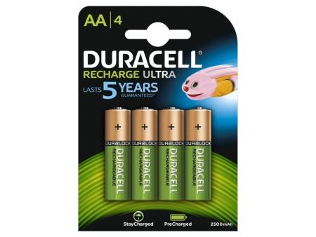 Pack de 4 Pilas AA Duracell HR06-P/ 1.2V/ Recargables