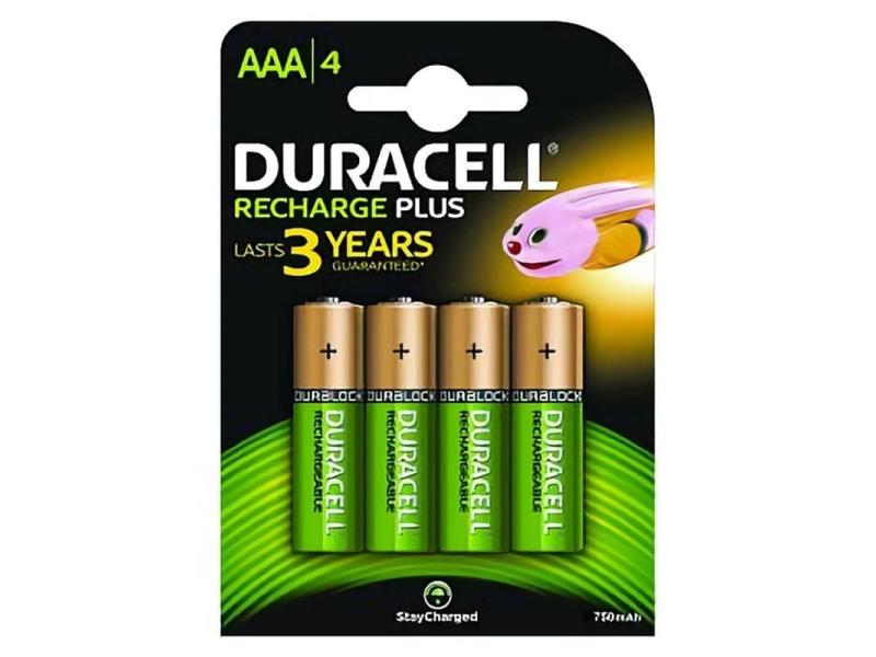 Pack de 4 Pilas AAA Duracell HR3-B/ 1.2V/ Recargables