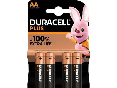 Pack de 4 Pilas AA Duracell Plus Extra Life LR6/ 1.5V/ Alcalinas