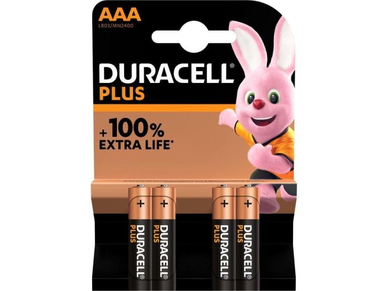 Pack de 4 Pilas AAA Duracell Plus MN2400/ 1.5V/ Alcalinas