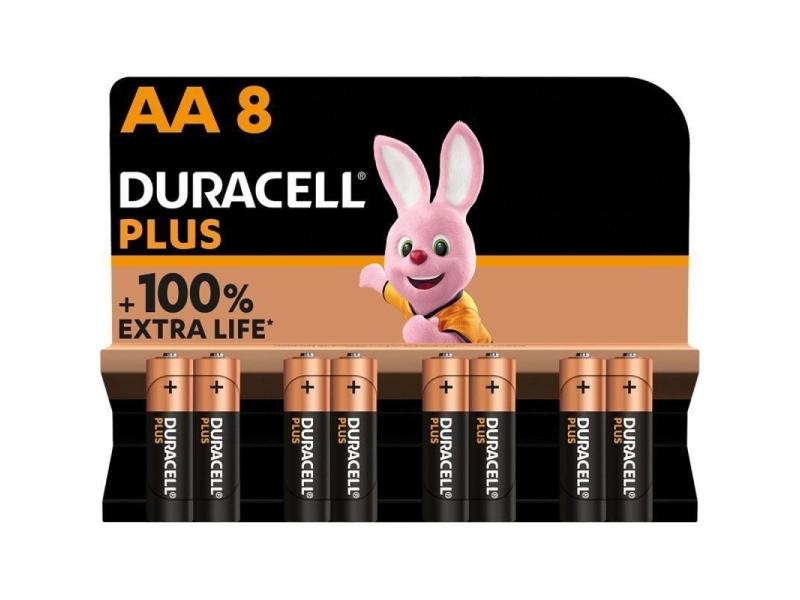 Pack de 8 Pilas AA Duracell Plus Extra Life LR6-MN1500AA8/ 1.5V/ Alcalinas