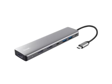 Docking USB Tipo-C Trust Dalyx/ 2xUSB/ 2xHDMI/ 1xDisplayPort/ 1xUSB Tipo-C PD/ Gris