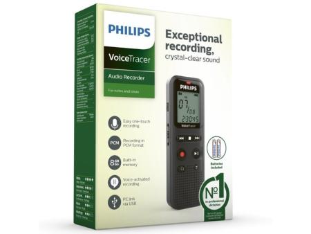 Grabadora de Voz Philips VoiceTracer DVT1160/ 8kHz/ Negro