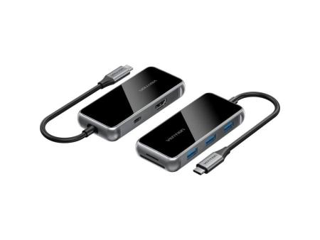 Docking USB Tipo-C Vention TFMHB/ 1xHDMI/ 3xUSB/ 1xUSB Tipo-C PD/ 1xLector Tarjetas SD y MicroSD/ Gris