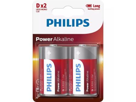 Pack de 2 Pilas D Philips LR20P2B/10/ 1.5V/ Alcalinas