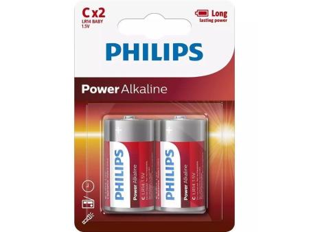 Pack de 2 Pilas C Philips LR14P2B/10/ 1.5V/ Alcalinas