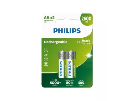 Pack de 2 Pilas AA Philips R6B2A260/10/ 1.2V/ Recargables