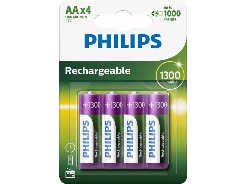 Pack de 4 Pilas AA Philips R6B4A130/10/ 1.2V/ Recargables