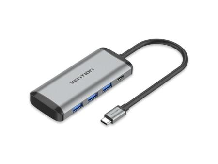 Docking USB Tipo-C Vention TGRHB/ 3xUSB/ 1xLector Tarjetas/ 1xUSB Tipo-C PD/ Gris