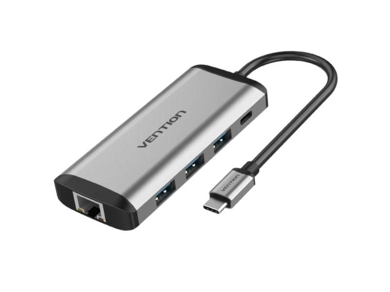 Docking USB Tipo-C Vention THAHB/ 1xHDMI/ 3xUSB/ 1xUSB Tipo-C PD/ 1xRJ45/ 1xLector tarjetas/ 1xAudio/ Gris