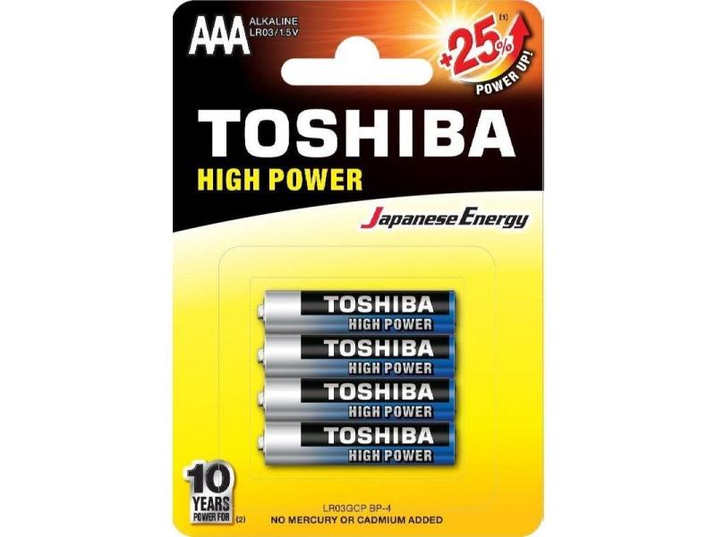 Pack de 4 Pilas AAA Toshiba High Power LR03/ 1.5V/ Alcalinas