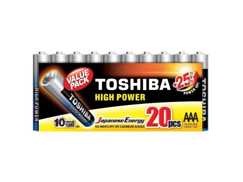 Pack de 20 Pilas AAA Toshiba High Power LR03/ 1.5V/ Alcalinas