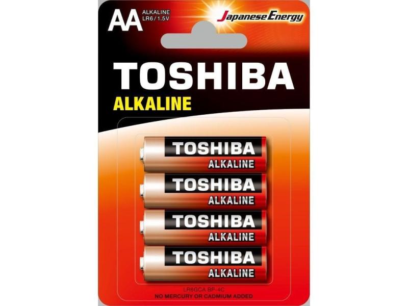 Pack de 4 Pilas AA Toshiba Alkaline LR6/ 1.5V/ Alcalinas