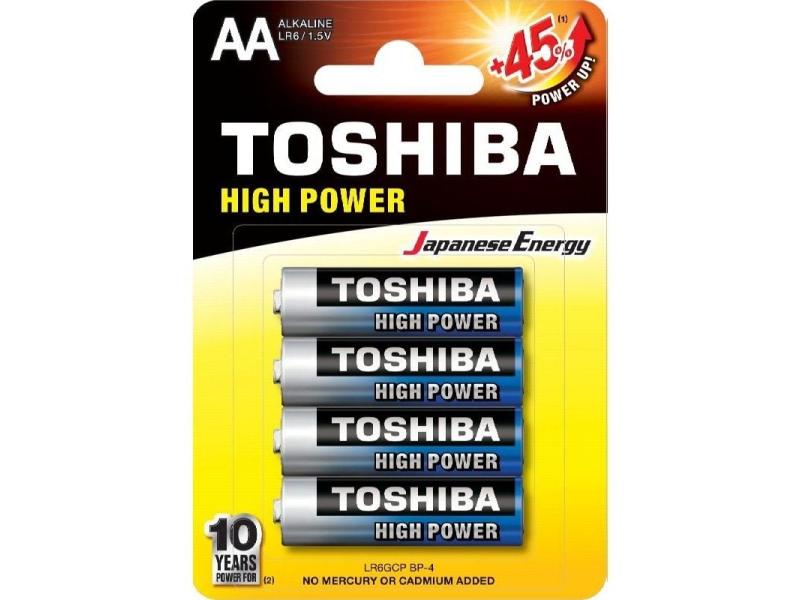 Pack de 4 Pilas AA Toshiba High Power LR6/ 1.5V/ Alcalinas