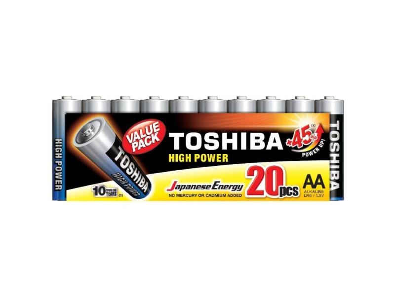 Pack de 20 Pilas AA Toshiba High Power LR6/ 1.5V/ Alcalinas