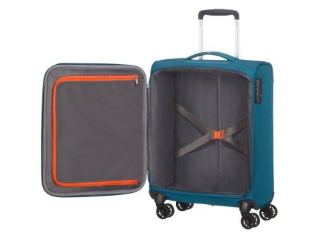 Maleta de Cabina American Tourister Crosstrack Spinner 55cm/ 55x40x20cm/ 4 Ruedas/ Marino y Naranja