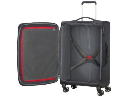 Maleta Mediana American Tourister Crosstrack Spinner Expansible 67cm/ 67.5x42x27.5cm/ 4 Ruedas/ Gris y Rojo