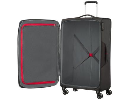 Maleta Mediana American Tourister Crosstrack Spinner Expansible 79cm/ 79x46.5x30.5cm/ 4 Ruedas/ Gris y Rojo