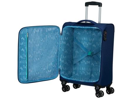 Maleta de Cabina American Tourister Sea Seeker Spinner 55cm/ 55x40x20cm/ 4 Ruedas/ Marino Combate