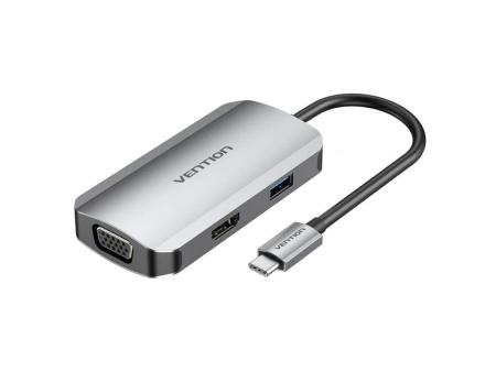 Docking USB Tipo-C Vention TOAHB/ 1xHDMI/ 1xVGA/ 1xUSB/ 1xUSB Tipo-C PD/ Gris