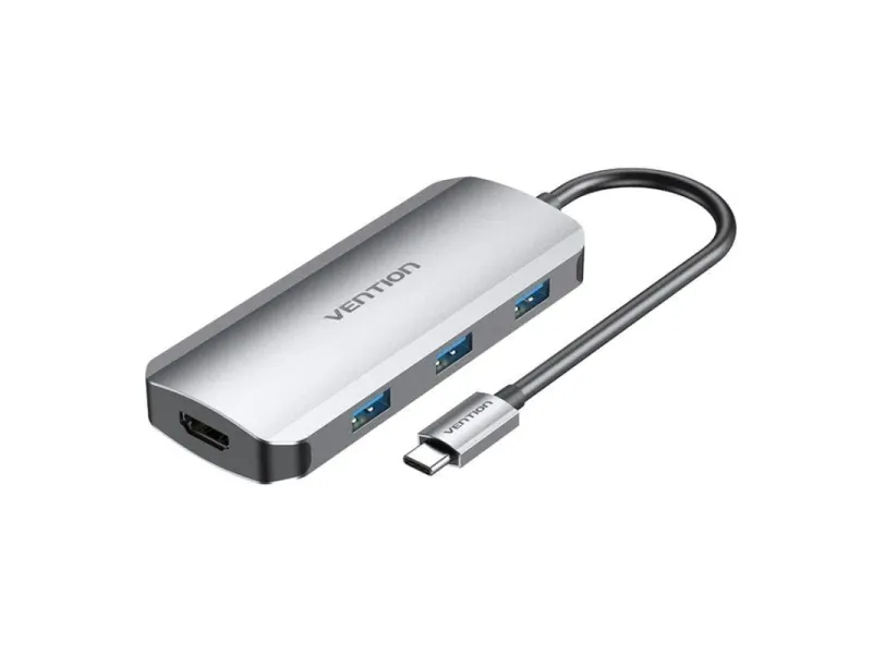 Docking USB Tipo-C Vention TODHB/ 1xHDMI/ 3xUSB/ 1xUSB Tipo-C PD/ Gris