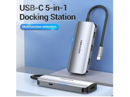 Docking USB Tipo-C Vention TODHB/ 1xHDMI/ 3xUSB/ 1xUSB Tipo-C PD/ Gris
