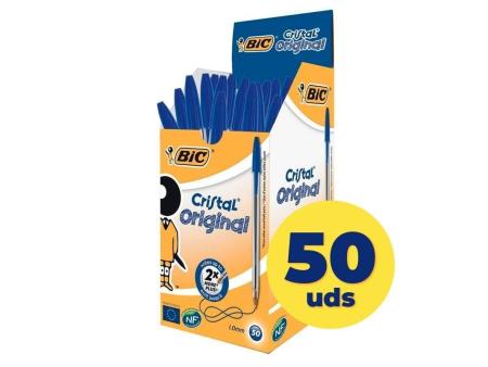 Caja de Bolígrafos de Tinta de Aceite Bic Cristal Original 8373609/ 50 unidades/ Azules